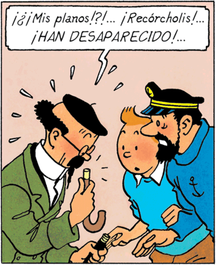 Le Professeur Tournesol et sa canne dans L'Affaire Tournesol